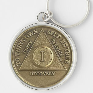 Llavero Medalla de regalo de 1 año de aniversario sobrio