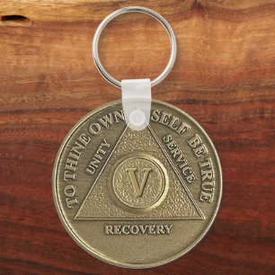Llavero Medalla de Sobriedad de 5 Años con NOMBRE PERSONAL