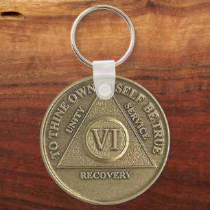 Llavero Medalla de Sobriedad de 6 Años con Nombre Personal