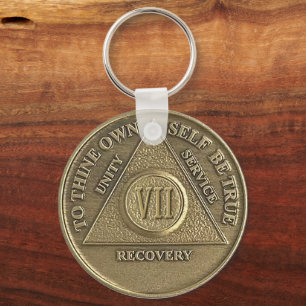 Llavero Medalla de Sobriedad de 7 Años con NOMBRE PERSONAL