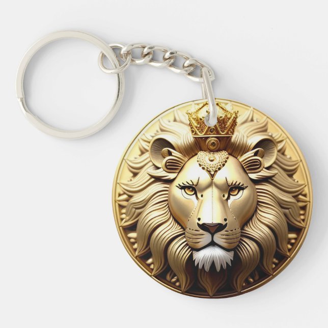 Llavero Medalla del León Dorado con Corona (Frente)