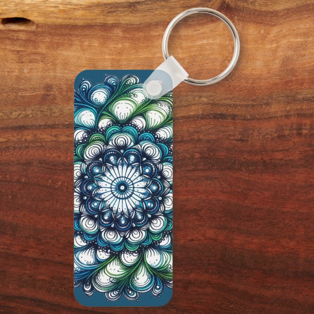 Llavero Medallón verde azul - Resumen (Reverso)