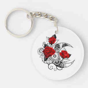 Llavero Media luna mecánica con rosas rojas