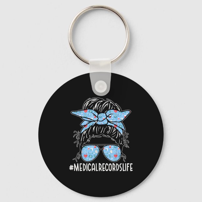 Llavero Medical Records Week Appreciation Women Messy Bun  (Anverso)