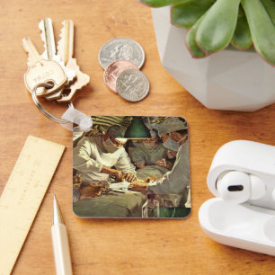 Llavero Medicina antigua, médicos realizando cirugía en la