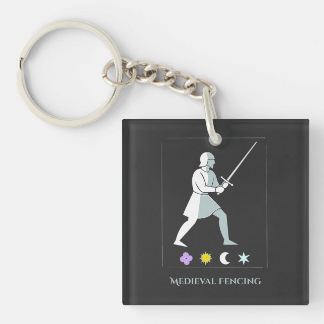Llavero Medieval Fencing – Knight Stance Minimalist Design (Frente)