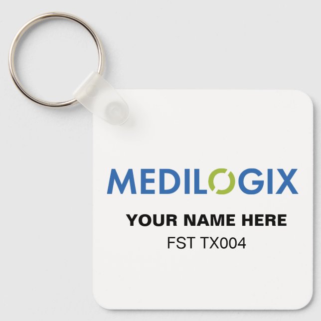 Llavero MEDILOGIX Keychain Square Add Text (Anverso)