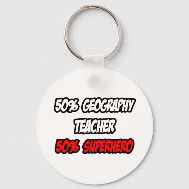 Llavero Medio profesor de geografía... mitad superhéroe (Anverso)