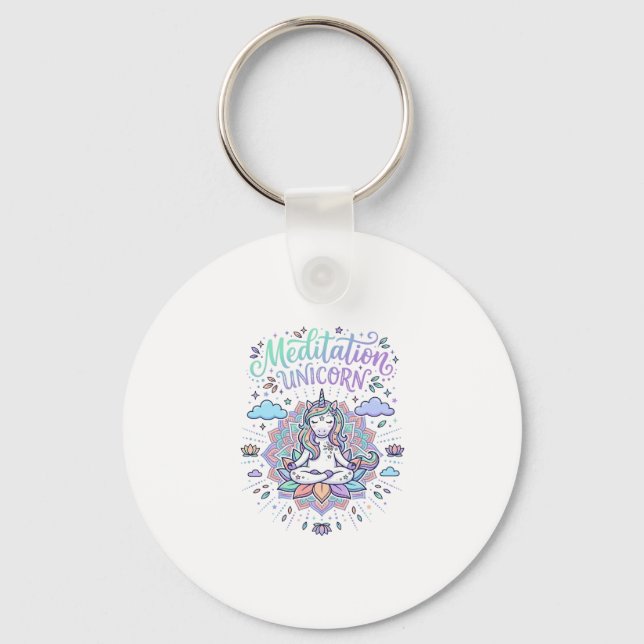 Llavero Meditación de Unicornio Unicornio Fondo Blanco Vec (Anverso)