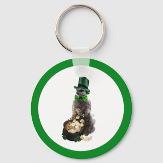 Llavero Meerkat afortunado con el Día de San Patricio