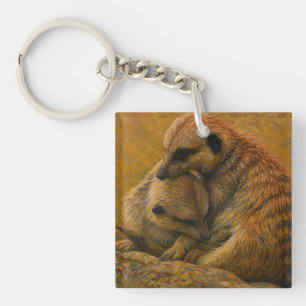 Llavero Meerkat Cuddle - Pintura de vida silvestre en la T