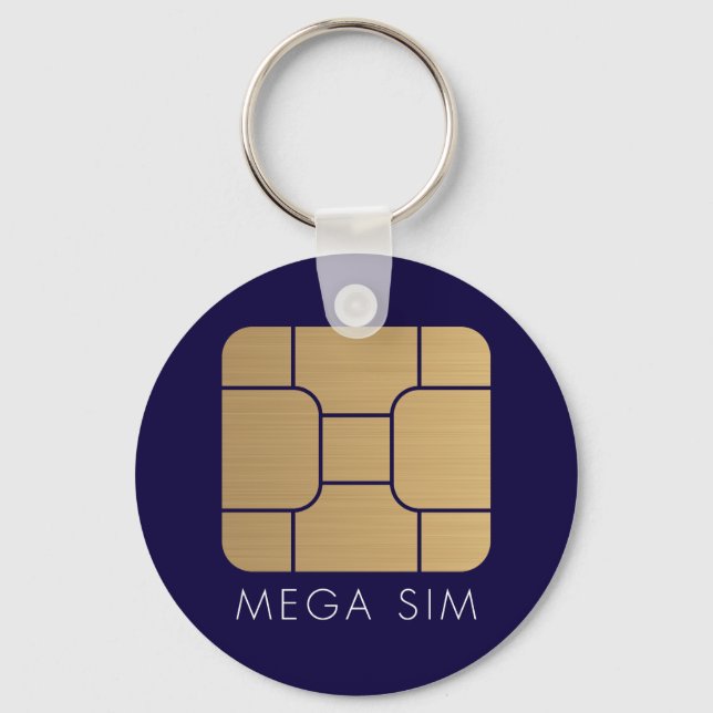 Llavero Mega formato de tarjeta SIM inteligente en oro fal (Anverso)