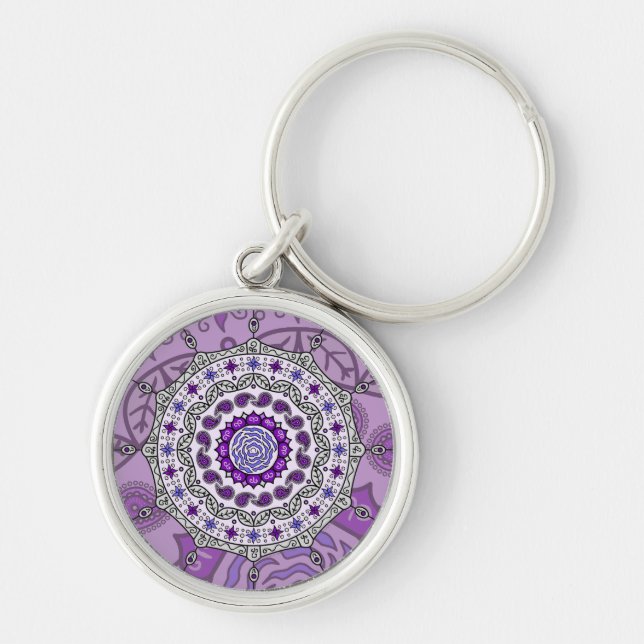 Llavero Mehndi Fantasy Silver Keychain (Frente)
