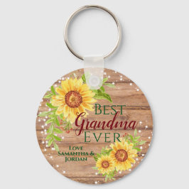 Llavero Mejor Abuela Rústica de Girasol Floral