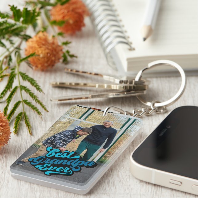Llavero Mejor abuelo jamás | Foto del abuelo (Frente Derecha)