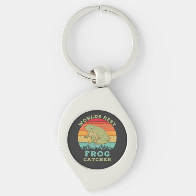 Llavero Mejor cazador de ranas del mundo, amante retro de  (Anverso)