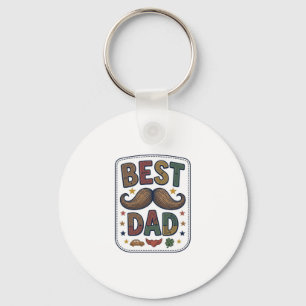 Llavero Mejor diseño de padre con bigote vintage vectorial