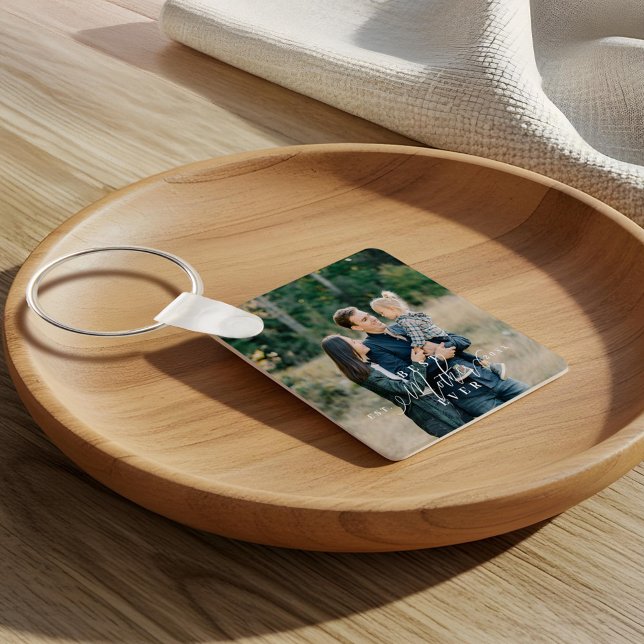 Llavero Mejor escritura madre de Día de la Madre foto Keep (Best Mother Ever Script Mothers Day Photo Keepsake Keychain)