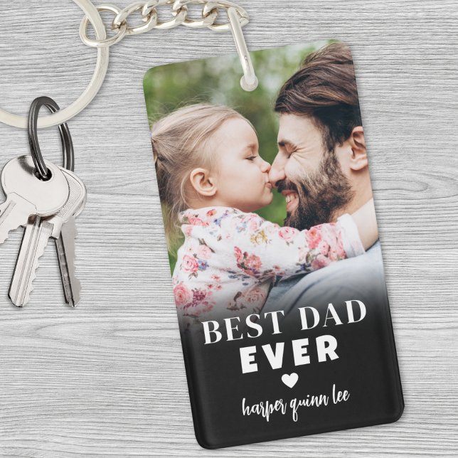 Llavero Mejor foto personalizada de papá (Best Dad Ever Personalized Photo Keychain)