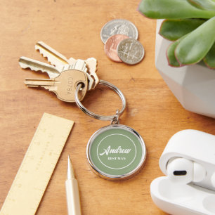 Llavero Mejor hombre Boda personalizado verde sabio