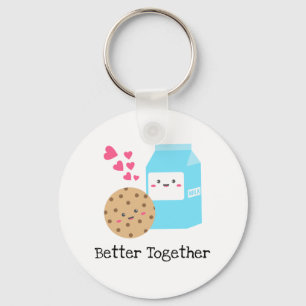 Llavero Mejor Juntos Kawaii Leche y Galletas Dulce Amor 
