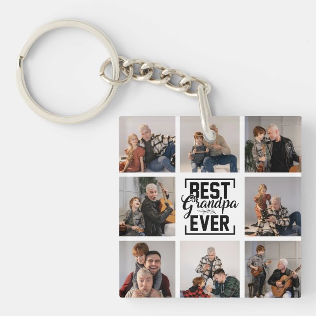 Llavero Mejor Keychain de Abuelo de siempre 8 Collages de  (Frente)