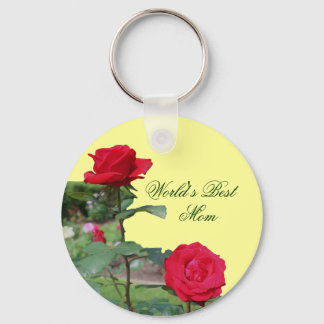 Llavero Mejor Keychain de fotos de flores rojas de mamá