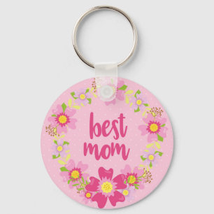 Llavero Mejor Keychain de Mamá Rosa con Flores