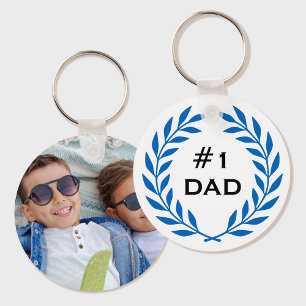 Llavero Mejor Laurel de Papá Personalizado Wreath Foto Azu