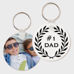 Llavero Mejor Laurel de Papá Personalizado Wreath Foto Neg