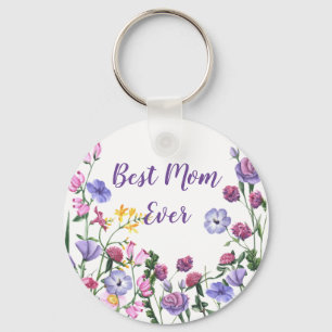 Llavero Mejor Mamá Cita Verano Jardín Flores Keychain