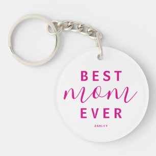 Llavero Mejor Mamá con guión rosado caliente Día de la Mad