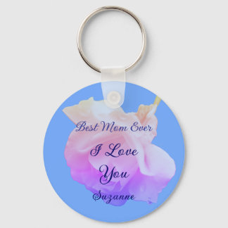 Llavero Mejor Mamá del Mundo Rosa Blanca Personalizada