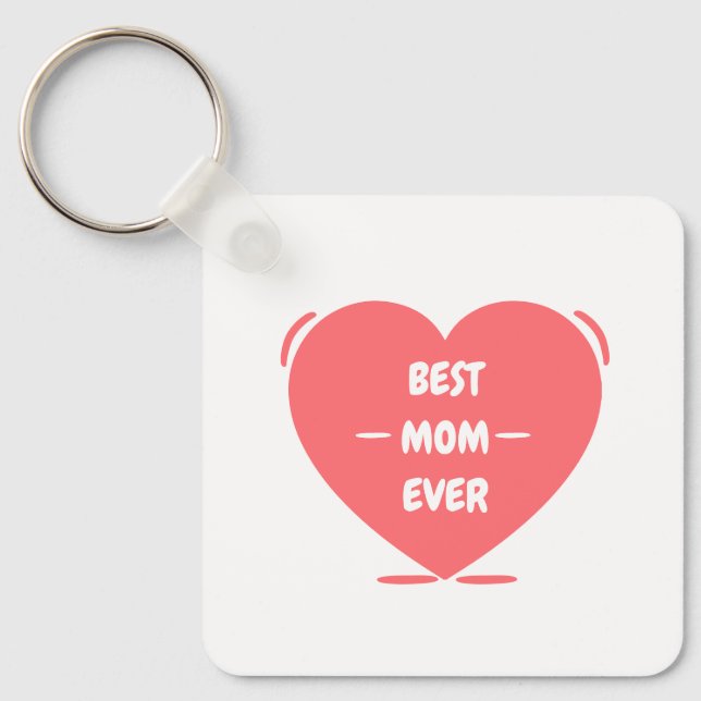 Llavero mejor mamá jamás lindo rosa editable (Anverso)