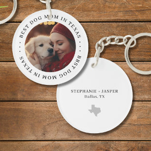 Llavero Mejor Mamá Perro en Texas Foto Personalizada
