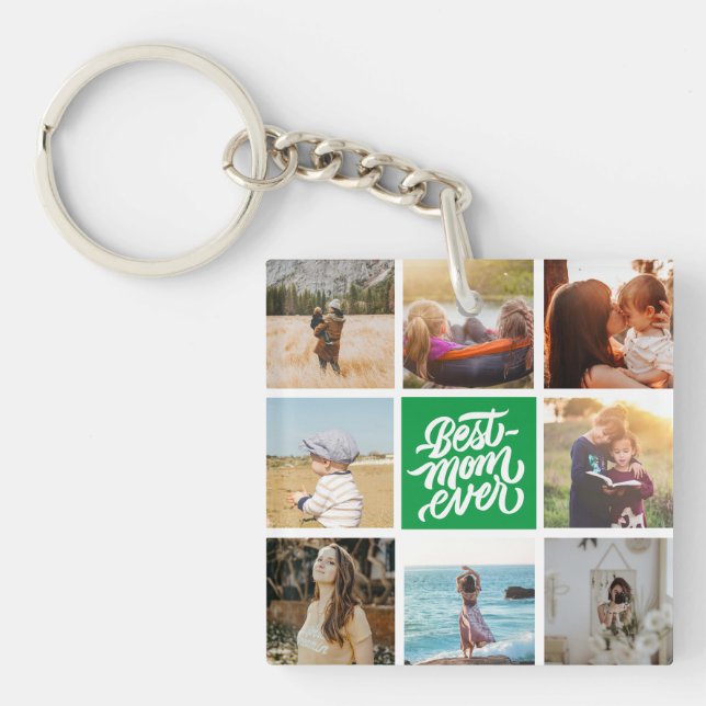 Llavero Mejor Mamá Siempre Personalizada Collage de fotos  (Frente)