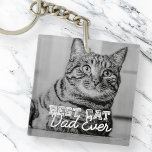 Llavero Mejor Mascota de papá de gato moderno en la histor<br><div class="desc">Este diseño simple y clásico se compone de tipografía de la serif y agrega una foto personalizado</div>