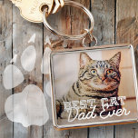 Llavero Mejor Mascota de papá de gato moderno en la histor<br><div class="desc">Este diseño simple y clásico se compone de tipografía de la serif y agrega una foto personalizado</div>
