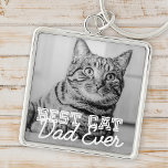 Llavero Mejor Mascota de papá de gato moderno en la histor<br><div class="desc">Este diseño simple y clásico se compone de tipografía de la serif y agrega una foto personalizado</div>