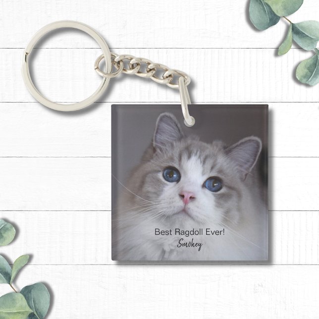 Llavero Mejor Mascota de Ragdoll personalizada (Personalize with your own photo (if required), plus cat name and other text )