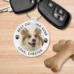 Llavero MEJOR PADRE DE PERRO DE LA PARED Imprimir 2 Fotos<br><div class="desc">Cree una cadena de teclas de fotografía personalizada para el BEST DOG DAD (o su propio título) con una o dos imágenes (una en cada lado) en su elección de texto, huella de trazo y colores de fondo (mostrados en blanco sobre negro). Un regalo de fotos memorable para él en...</div>