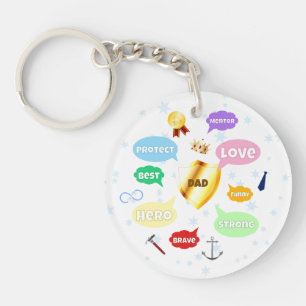 Llavero Mejor Palabra del Día del Padre Nubes de palabras 