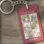 Llavero ¡Mejor papá! 6 Collage de fotos Borgoña moderna<br><div class="desc">El mejor tipo de letra del guión de papá con 6 ranuras familiares para fotos junto con un mensaje personalizado para tu número 1 papá.</div>