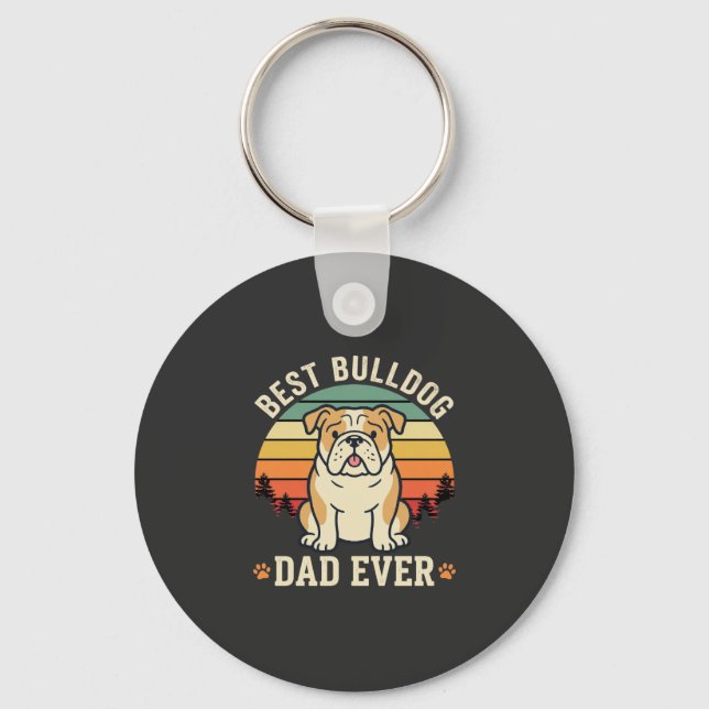 Llavero Mejor papá Bulldog Retro Vector (Anverso)