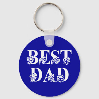 Llavero Mejor papá con banderas de texto blanco