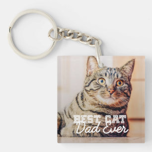 Llavero Mejor papá de gato moderno personalizado foto de m