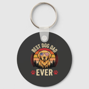 Llavero Mejor papá de perro Retro Golden Retriever