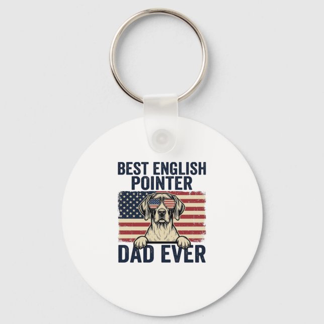 Llavero Mejor papá de Pointer inglés patriota perrito (Anverso)