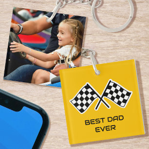 Llavero Mejor Papá del Mundo Foto Carreras Banderas a Cuad