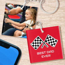 Mejor Papá Foto Carreras Banderas a Cuadros Roja